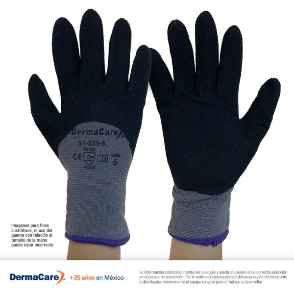Guante de Nylon/Spandex® Con Recubrimiento de Nitrilo En Palma y Medio Dorso Talla: 6 Derma Care Mod. 51-835-6 - Imagen 4