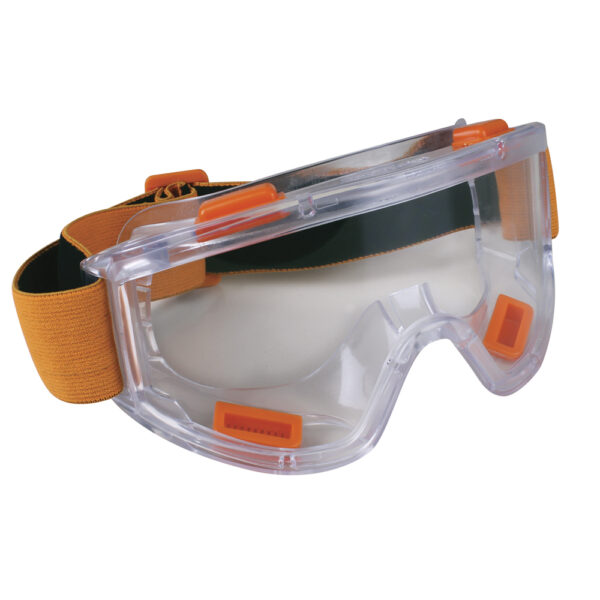 Goggle DC Mica Clara Antiempaño De Policarbonato Con 4 Válvulas De Ventilación Indirecta Diseño Panorámico 180° Y Correa Elástica Naranja Derma Care Mod. AL-240-F