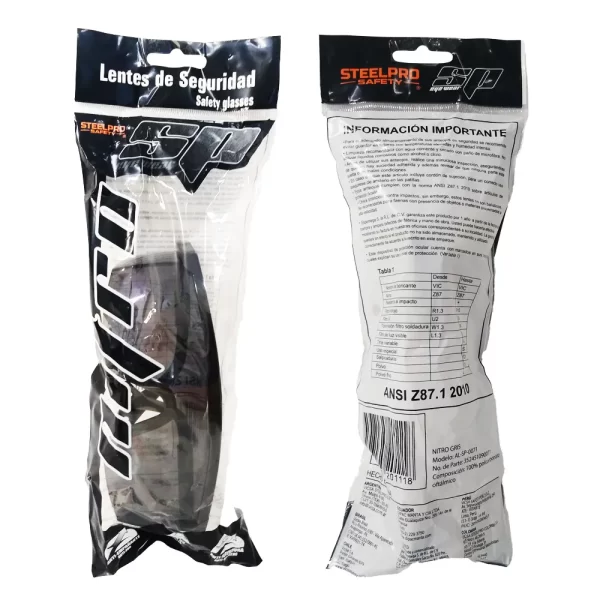 Lente Nitro Mica Gris Antiestáticos Y Antirrayaduras De Policarbonato Marco De PVC Flexible SteelPro Mod. AL-SP-0071 (352451090071) - Imagen 6