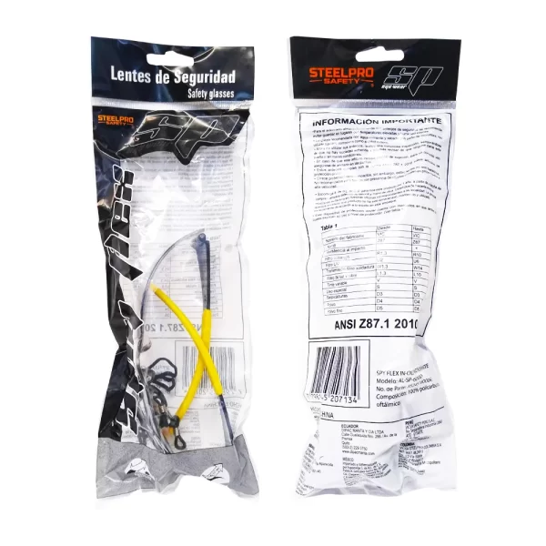 Lente Spy Flex Mica In/Out Antiempañante De Policarbonato Antirayaduras Resistente A Impactos Patillas Con Insertos De Goma Con Cordón SteelPro Mod. AL-SP-60043 (352451600043) - Imagen 3